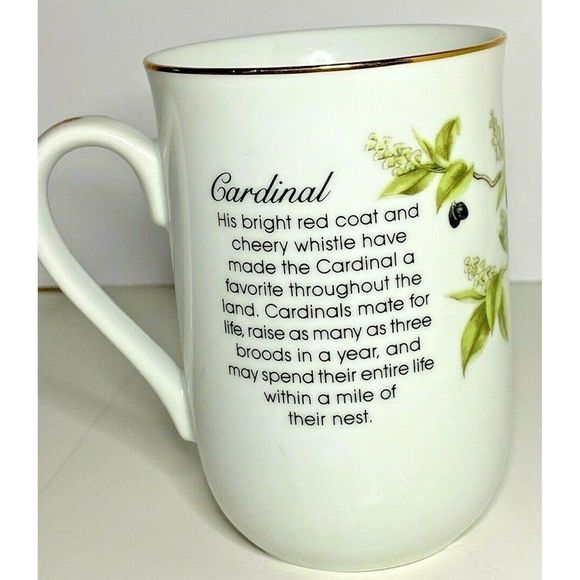 Cardinal Mug John James Audubon Birds Gold Trim 85 - Picture 3 of 7